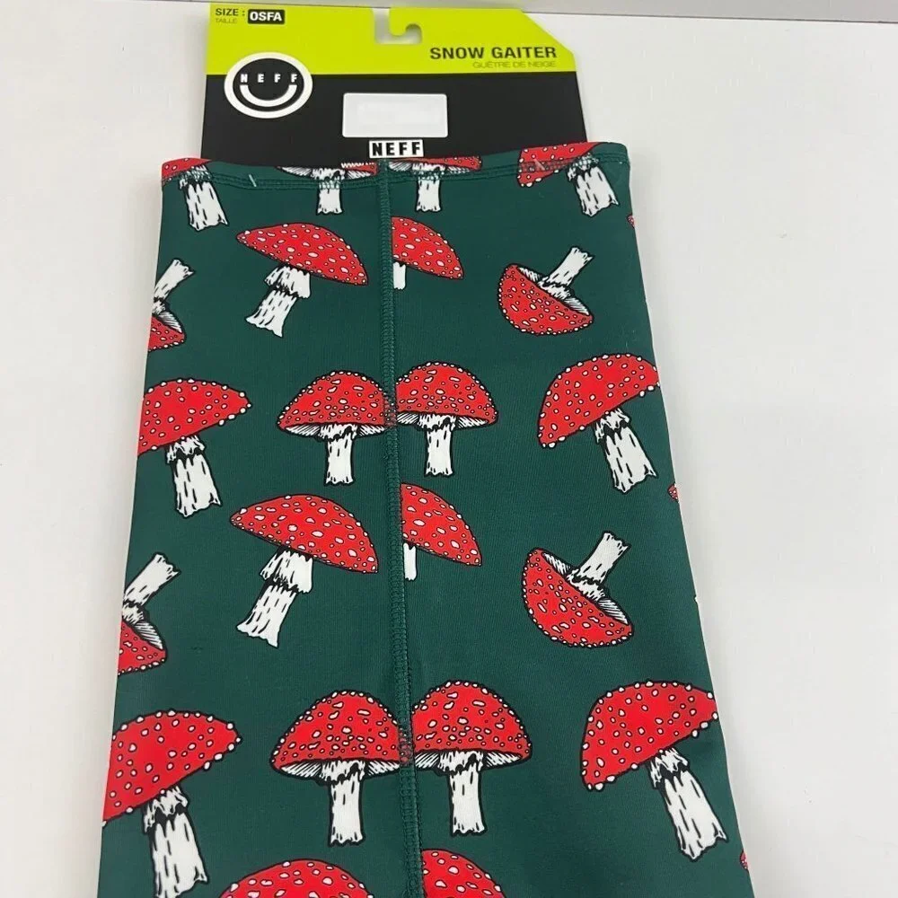 Neff Headwear Snow Gaiter‎ Green Red Mushrooms OSFA NWT